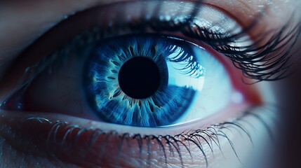Blue female human eye extreme macro shot. - obrazy, fototapety, plakaty