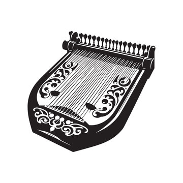 black and white lyre musical instrument clip art preview