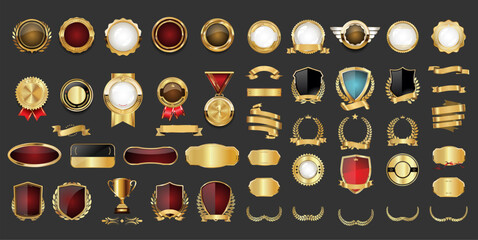 Luxury gold and red labels retro vintage mega collection - 780076831