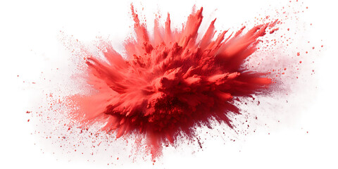 Red powder, explosion effect texture, transparent background, transparent png background, front view