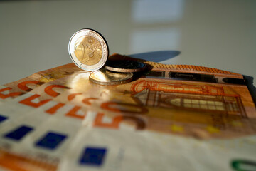 euro coins and euro banknotes