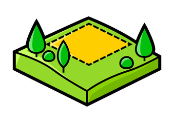 Plot of land icon in isometry style. Real estate image for website, app, logo, UI design.