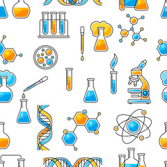 Pattern with science items. Medical concept image.