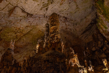 Geological formations at Postojna cave in Slovenia