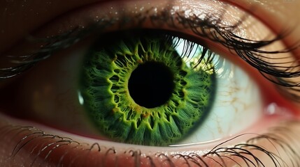 Close up human forrest green eye realistic beautiful closeup zoom.