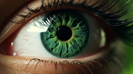 Close up human forrest green eye realistic beautiful closeup zoom.