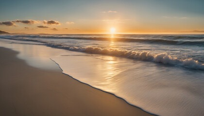 Fototapeta premium Sunset Stroll by the Seashore Generative AI