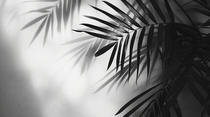 Blurred shadow of palm leaves on the wall generative ai