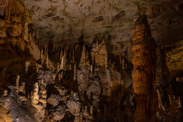 Fototapeta na wymiar Geological formations at Postojna cave in Slovenia