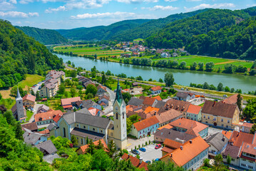 Aerial view of Sevnica village in Slovenia