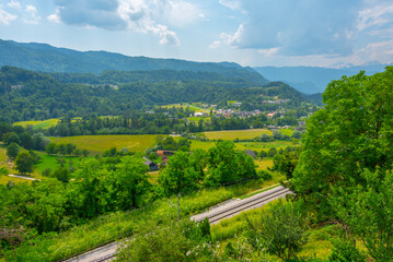 Aerial view of rural countryside in Slovenia