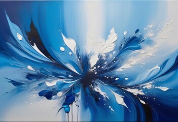 A Mesmerizing Blue and White Abstract Canvas Creation