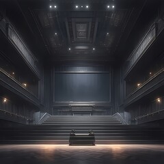 An Empty Stage in a Stately Opera House with Rich Architecture and Intricate Details