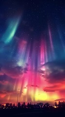 Bright Aurora Borealis Illuminating the Sky - obrazy, fototapety, plakaty