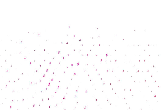 Light Pink vector texture with musical notes.