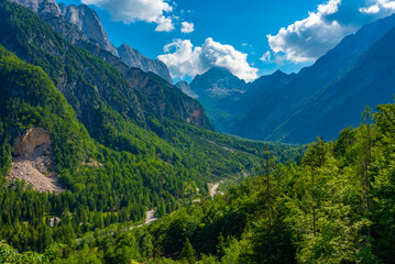 Fototapeta premium Panorama view over Soca river valley in Slovenia