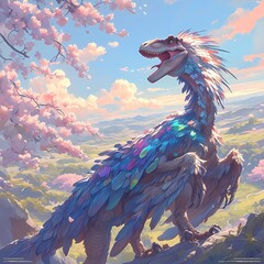 Captivating Vivid Raptor with Feathered Mantle for Nature and Fantasy Imagery