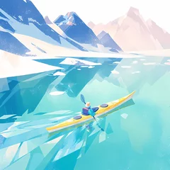 Selbstklebende Fototapeten Embark on an Epic Journey - Kayak Paddling Through Majestic Glacial Waters of the Polar North © RobertGabriel