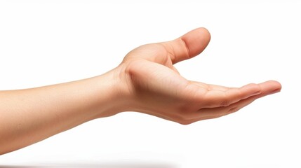 Female hand with palm up, isolated on white background generative ai