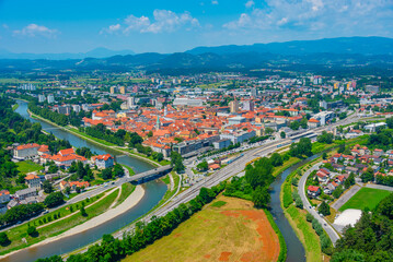 Aerial view of Slovenian town Celje