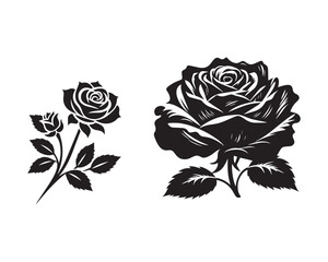 rose flower silhouette vector icon graphic logo design