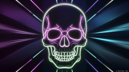 Neon Skull Wallpaper: Vibrant and Edgy Decor for Your Space
