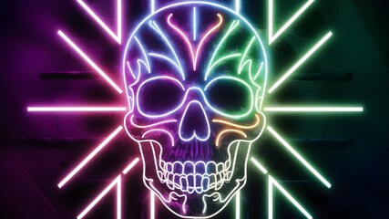 Neon Skull Wallpaper: Vibrant and Edgy Decor for Your Space