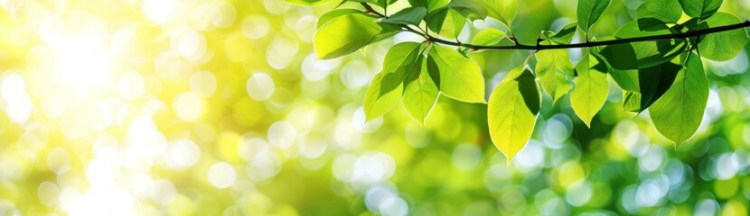 Fresh green foliage with gentle blur, symbolizing renewal and growth in natural surroundings.
 - obrazy, fototapety, plakaty