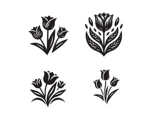 Tulip flower silhouette vector icon graphic logo design - obrazy, fototapety, plakaty