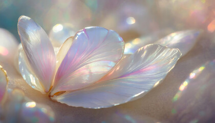 Mother of pearl petals. Platinum plant for magical and idillyc background.