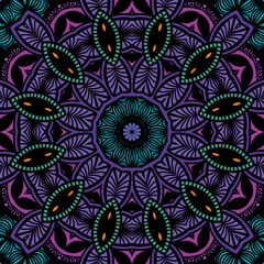 Patrón sin costuras - mandalas - colores - caleidoscopio - estampado - fondo