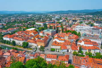 Aerial view of the University library at the Slovenian capital L