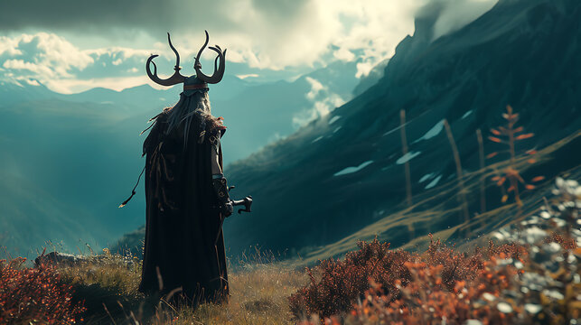 Heimdall in the wild nature. Copy Space.