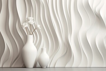 Wavy wall in a room with a flower shaped vase