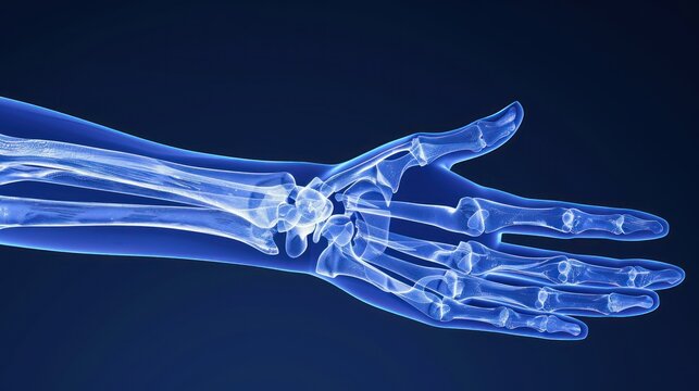 X-ray display revealing hand pain, offering insights into hand anatomy and potential medical conditions.
