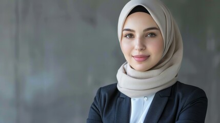 Professional Muslim woman accountant in hijab portrays confidence and diversity