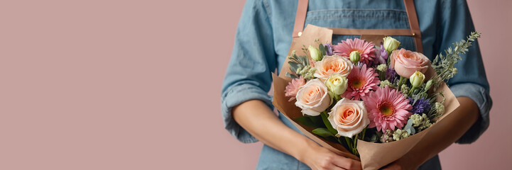 woman's hands holding a bouquet