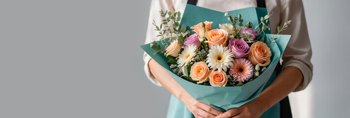 woman's hands holding a bouquet elegance
