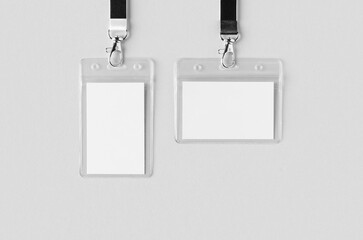 ID Card holder mockup with lanyard, vertical and horizontal.