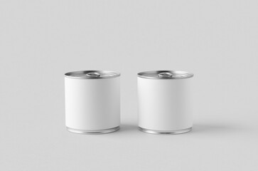 Food tin can packaging mockup, medium size.