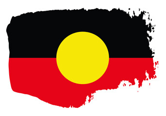 Australian Aboriginal flag with palette knife paint brush strokes grunge texture design. Grunge brush stroke effect