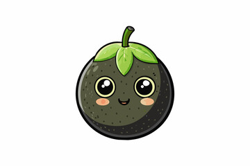 black sapote food vector illustration