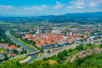 Aerial view of Slovenian town Celje