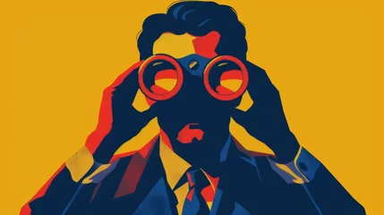 Foto op Aluminium Leadership illustration. man with binoculars. generative ai © ThisDesign