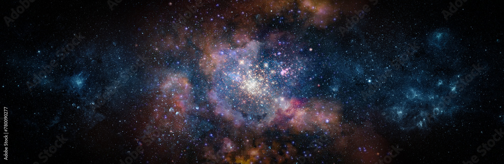 Wall mural space scene with stars in the galaxy. panorama. universe filled with stars, nebula and galaxy. eleme