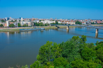 Panorama view of Novi Sad from Petrovaradin fortress in Serbia