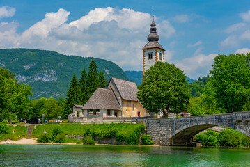 Church at Ribcev Laz near lake Bohinj in Slovenia