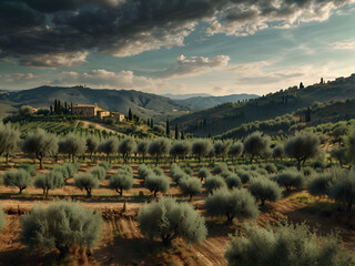 Fototapeta na wymiar Olive trees, olive tree plantations