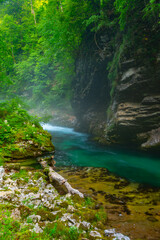 Naklejka na ściany i meble Vintgar gorge during a summer morning in Slovenia