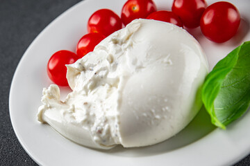 burrata cheese portion buffalo burrata cooking appetizer meal food snack on the table copy space food background rustic top view